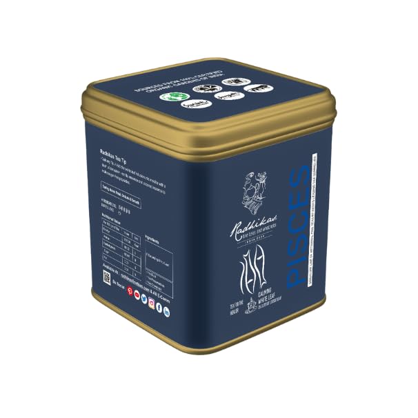 Radhikas Fine Teas and Whatnots Pisces White Leaf, Darjeeling, Herbal, Improves Immunity, Worlds Healthiest, Zodiac Collection, Gifting 50 gm Makes 25 Cups of Tea - Image 1