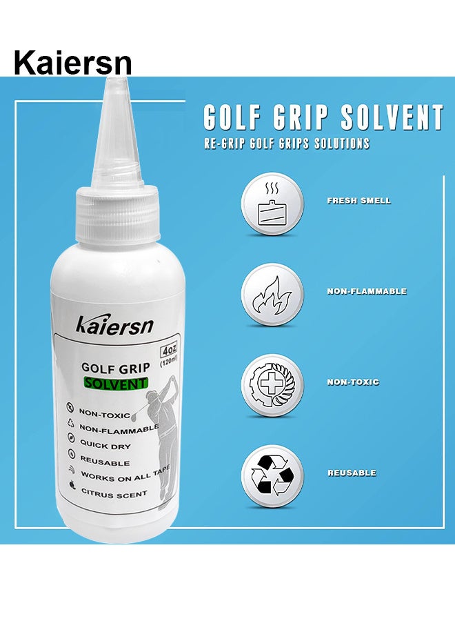 كايرسن أطقم إصلاح قبضة فاخرة لإعادة إمساك نوادي الجولف - جودة احترافية - تتضمن الخيارات سكين خطاف ، 13 2 × 8.7 أشرطة احترافية ، مذيب 4 أوقية ، مزيل شريط قبضة ومشبك ملزمة مطاطية - Image 2