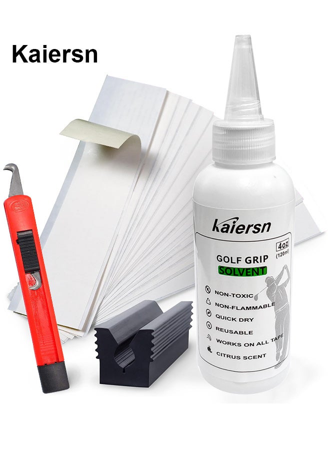 كايرسن أطقم إصلاح قبضة فاخرة لإعادة إمساك نوادي الجولف - جودة احترافية - تتضمن الخيارات سكين خطاف ، 13 2 × 8.7 أشرطة احترافية ، مذيب 4 أوقية ، مزيل شريط قبضة ومشبك ملزمة مطاطية - Image 1