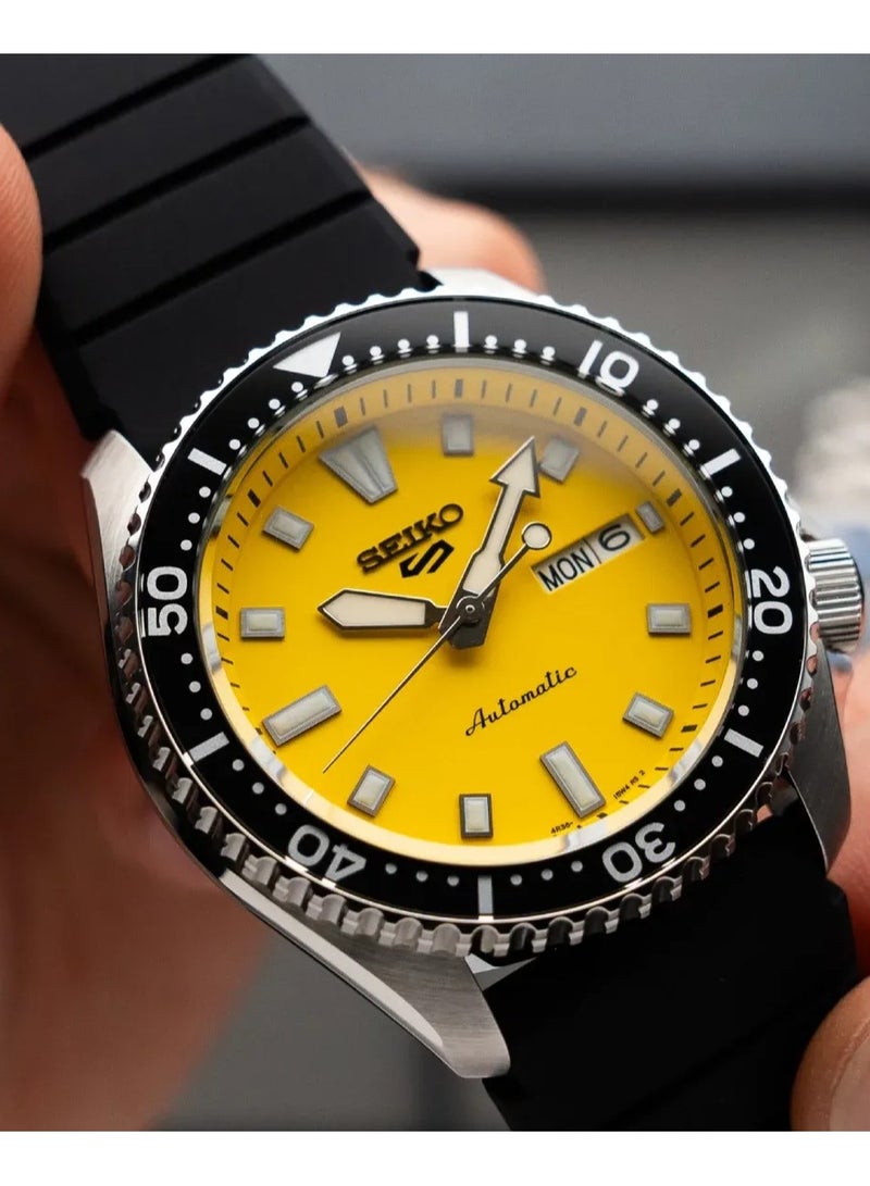 Seiko سايكو 5 سبورت SRPL87 ساعة أوتوماتيكية للرجال - ستانلس ستيل، قرص أصفر، مقاومة للماء حتى 100 متر - Image 1