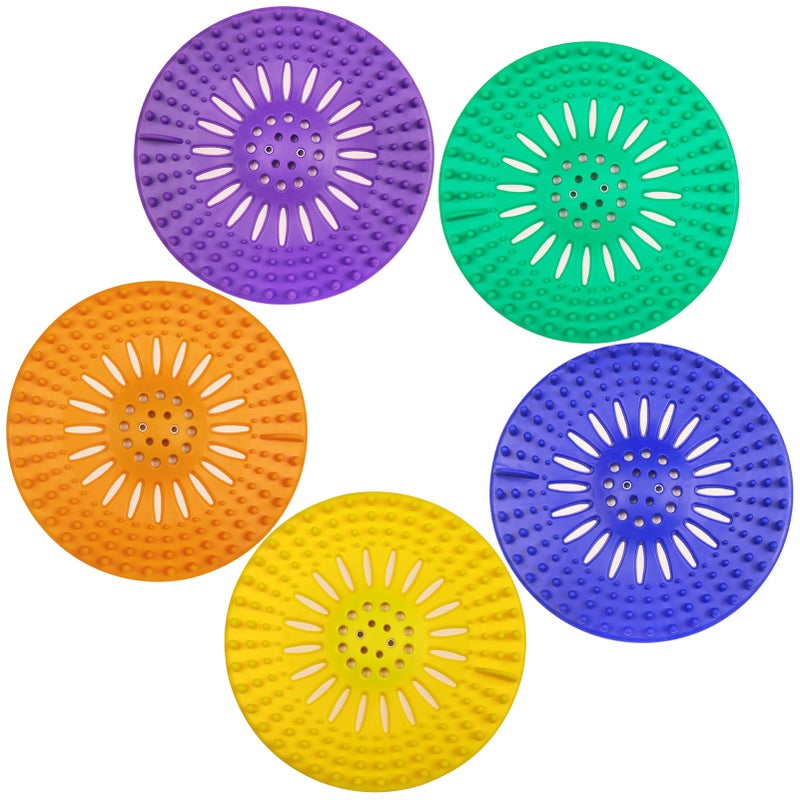 Gotega Drain Hair Catcher Durable Silicone Hair Stopper Shower Drain Covers with Iron Easy to Install and Clean Shower Drain Hair Trap Suit for Bathroom Bathtub Tub and Kitchen 5 Pack - Image 1