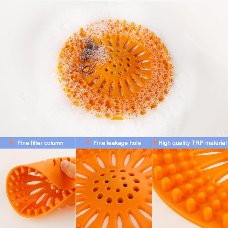 Gotega Drain Hair Catcher Durable Silicone Hair Stopper Shower Drain Covers with Iron Easy to Install and Clean Shower Drain Hair Trap Suit for Bathroom Bathtub Tub and Kitchen 5 Pack - Image 5