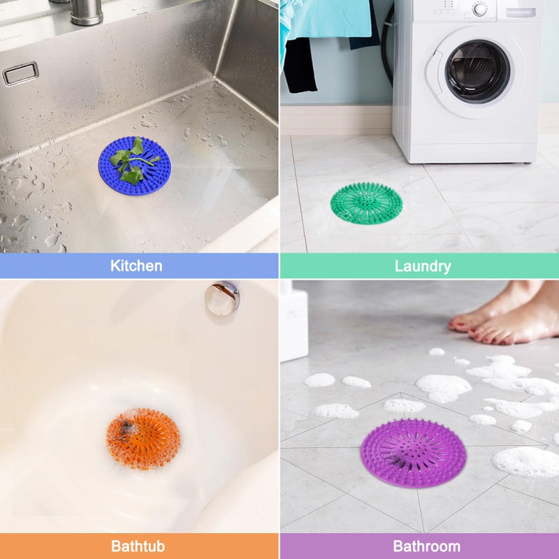 Gotega Drain Hair Catcher Durable Silicone Hair Stopper Shower Drain Covers with Iron Easy to Install and Clean Shower Drain Hair Trap Suit for Bathroom Bathtub Tub and Kitchen 5 Pack - Image 4