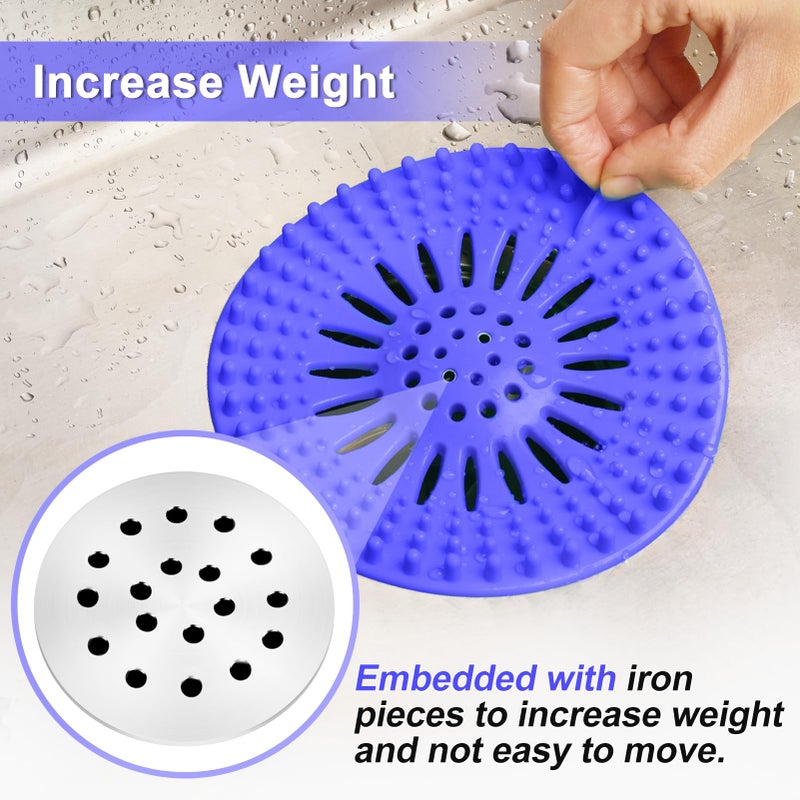 Gotega Drain Hair Catcher Durable Silicone Hair Stopper Shower Drain Covers with Iron Easy to Install and Clean Shower Drain Hair Trap Suit for Bathroom Bathtub Tub and Kitchen 5 Pack - Image 2