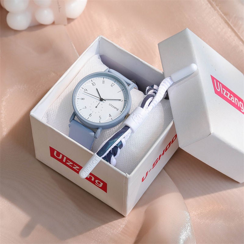 Haze Blue Watch For Examination For Men And Women Korean Style Simple Temperament Fashionable Couple Watch For Junior And Senior High School Students - Image 2