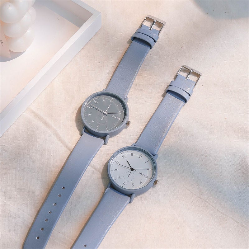 Haze Blue Watch For Examination For Men And Women Korean Style Simple Temperament Fashionable Couple Watch For Junior And Senior High School Students - Image 4
