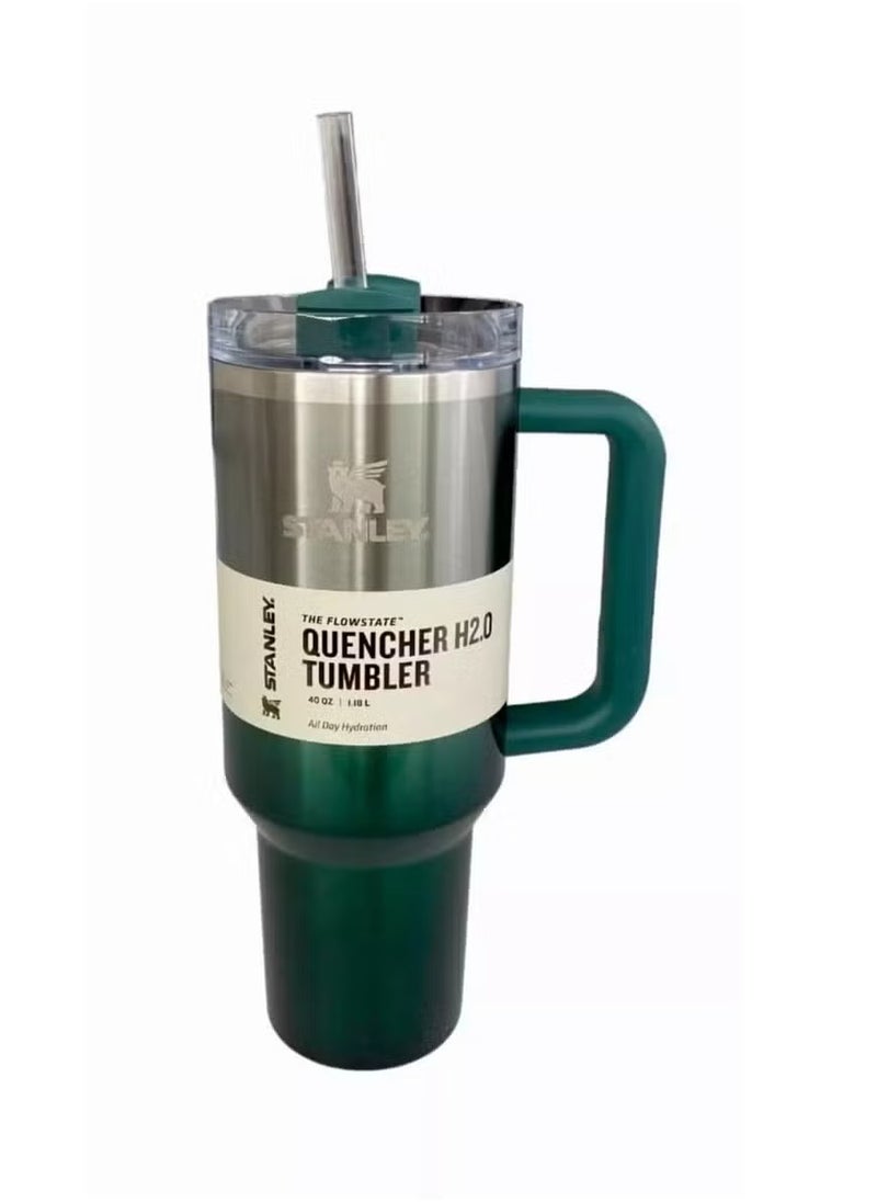 Stanley - Stanley 40oz Pine Gradient Quencher H2.0 Tumbler – Premium Stainless Steel Vacuum Insulated Travel Mug with FlowState Lid & Reusable Straw – Large Capacity Leak-Proof Thermal Cup for Water, Coffee, Iced Tea – Eco-Friendly Hydration Flask for Office, Gym & Travel - Image 1