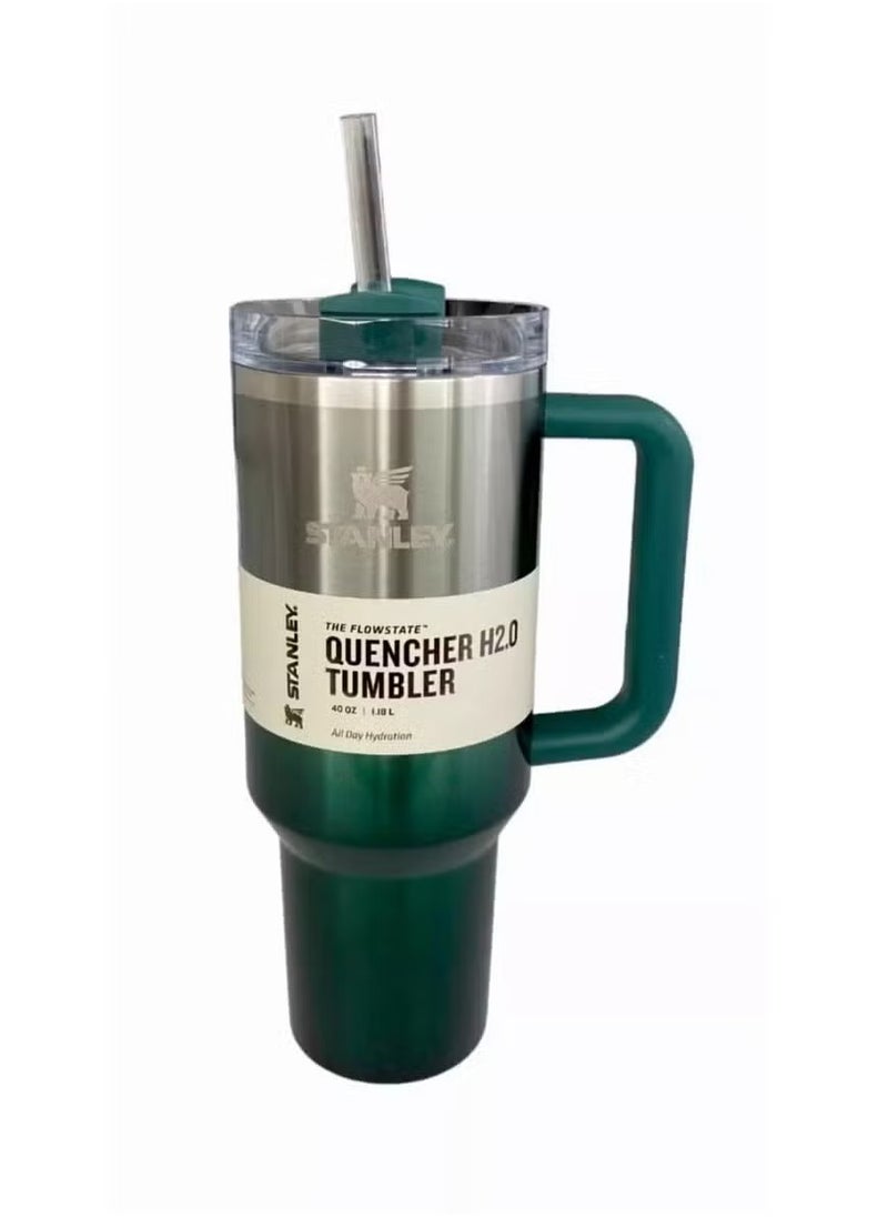 Stanley - Stanley 40oz Pine Gradient Quencher H2.0 Tumbler – Premium Stainless Steel Vacuum Insulated Travel Mug with FlowState Lid & Reusable Straw – Large Capacity Leak-Proof Thermal Cup for Water, Coffee, Iced Tea – Eco-Friendly Hydration Flask for Office, Gym & Travel - Image 1