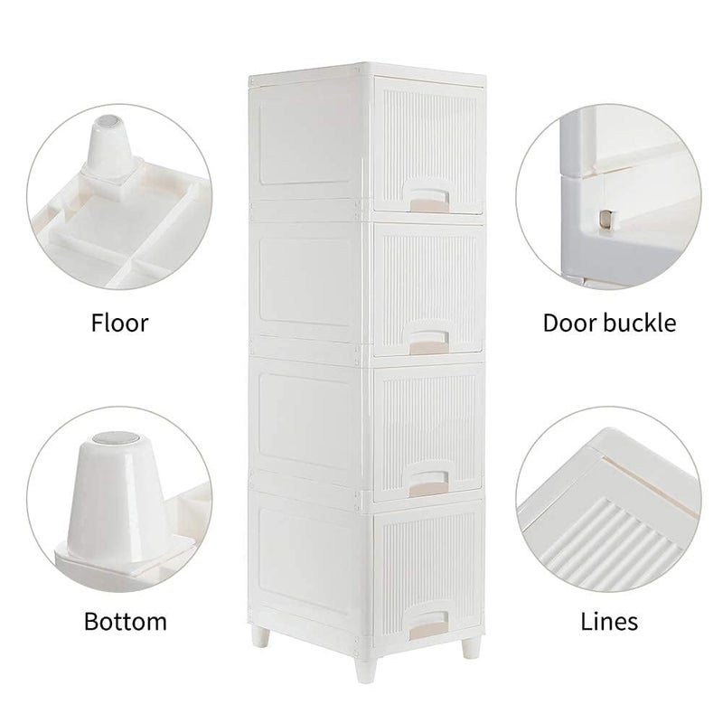ADMIN INDUSTRIES Durable Plastic Wardrobe for Clothes Storage Organizer with Shelves Sturdy Design Lightweight Easy to Assemble Waterproof Dustproof Closet OffWhite 4 Layer - Image 4