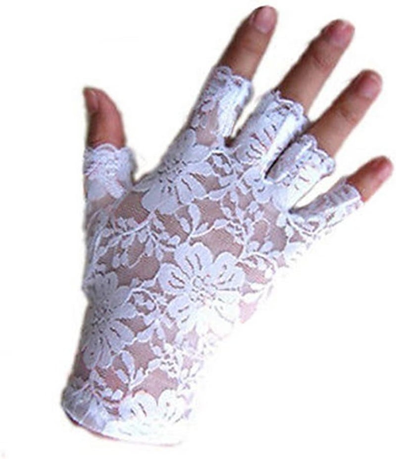 DreamHigh Women Wrist Length Lace Half Finger Gloves - Image 2