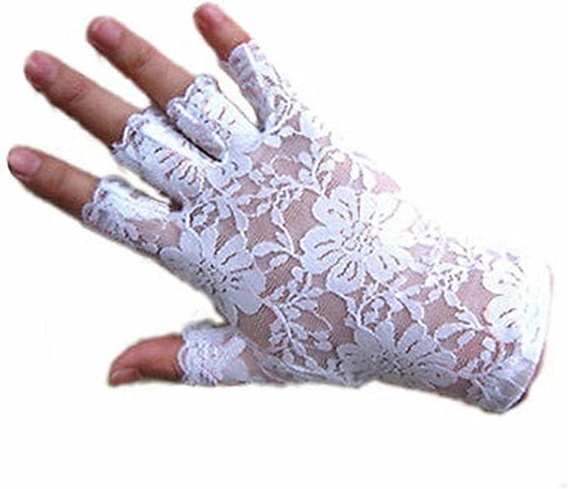 DreamHigh Women Wrist Length Lace Half Finger Gloves - Image 1