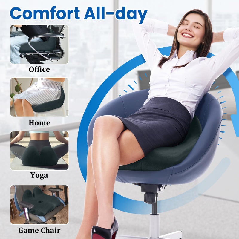 CushZone Seat Cushion, Memory Foam Office Chair Seat Cushion for Office Chairs/Car/Long Trip/Desk Chair/Gaming, Large Size for Sciatica & Hip & Tailbone Pain Relief, Sciatica Support (Deep Green) - Image 5