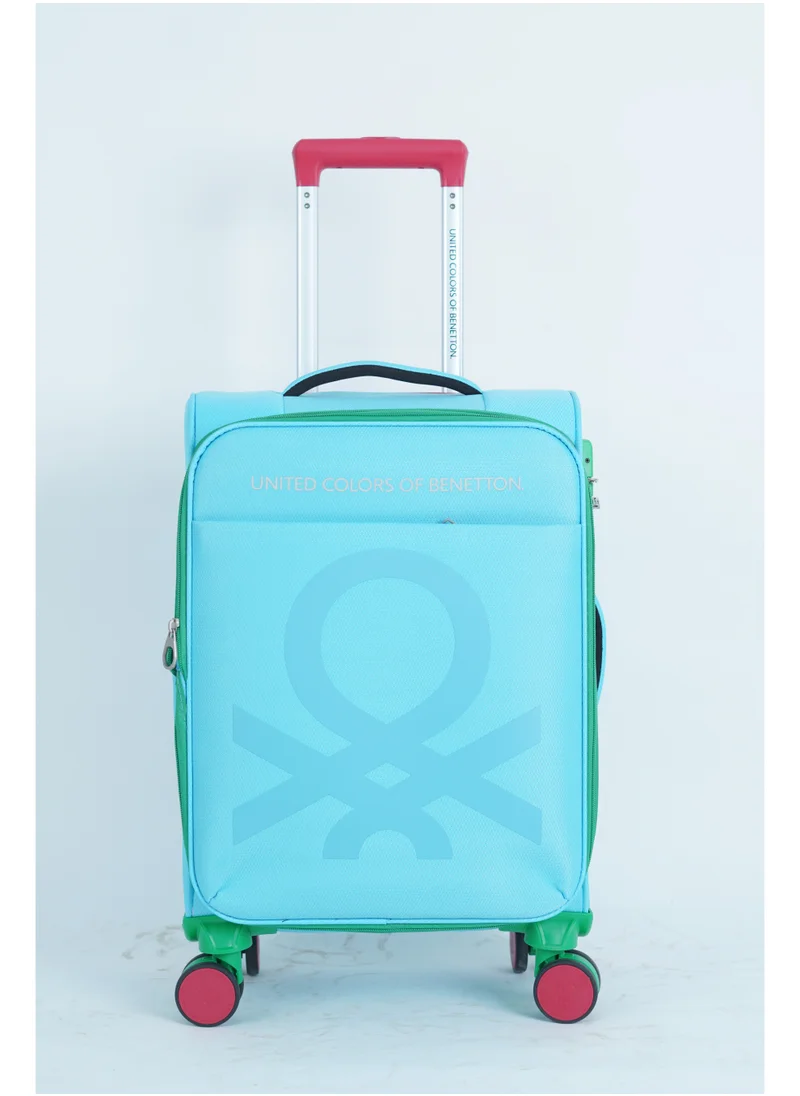 UNITED COLORS OF BENETTON BNTE-50 20 Inch- Cabin Luggage with TSA Lock| Material- Soft Trolley with lightweight | Adjustable Trolley Handle | Smooth Dual Wheels 360degree rotate| LIGHT BLUE