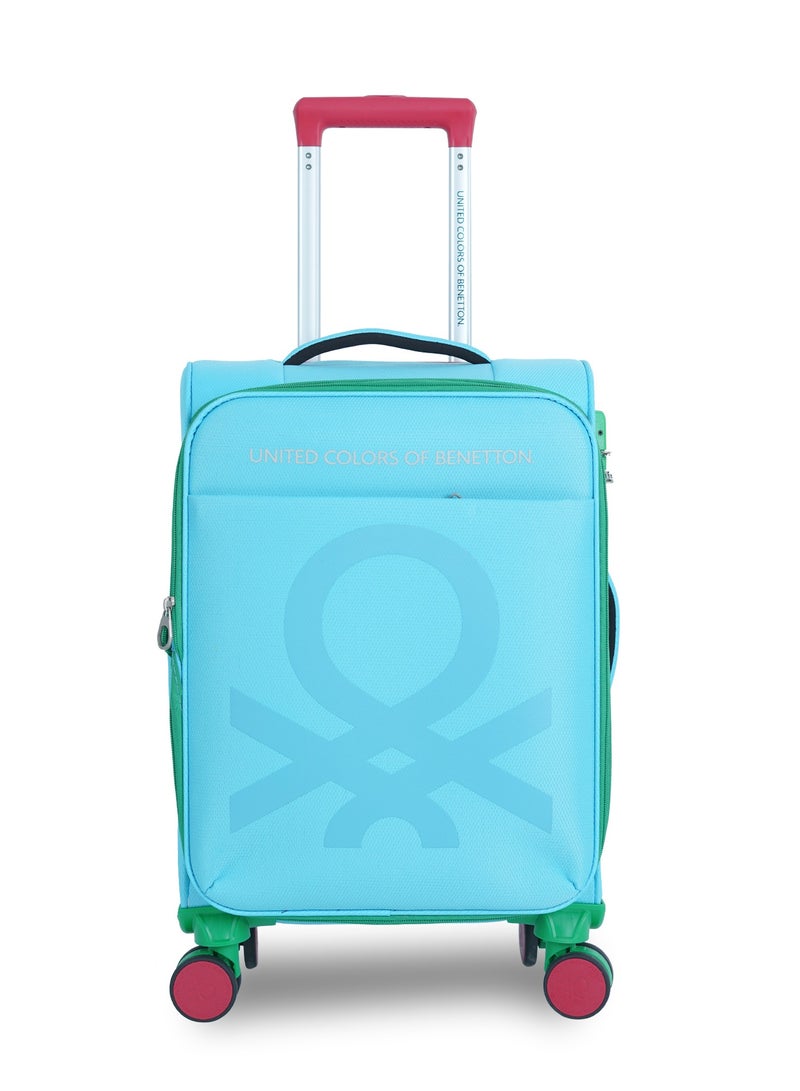 UNITED COLORS OF BENETTON BNTE-50 20 Inch- Cabin Luggage with TSA Lock| Material- Soft Trolley with lightweight | Adjustable Trolley Handle | Smooth Dual Wheels 360degree rotate| LIGHT BLUE - Image 1