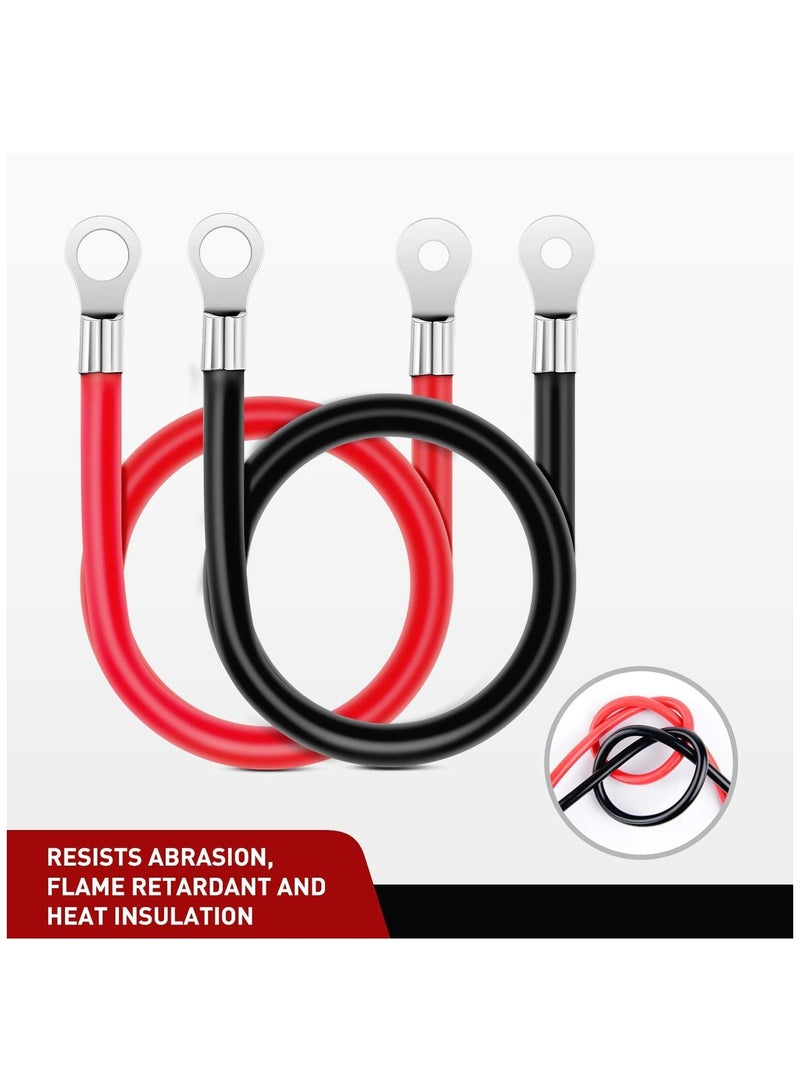 6 AWG 20 Inch Each Battery Power Inverter Cables w/Tinned Wire Terminals Red Black 3/8 Inch Lugs Copper Parallel Oxygen-Free Wires for Solar Motorcycle Automotive Cars - Image 5
