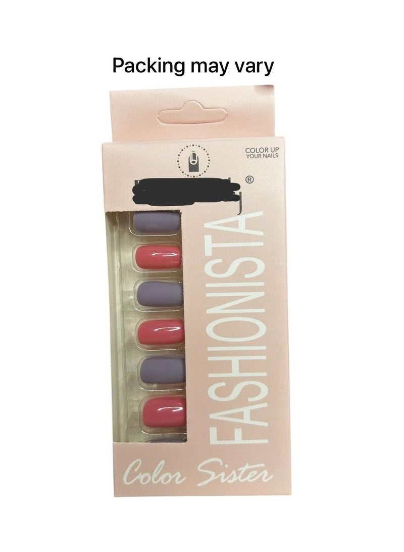 عبوة مكونة من 12  قطعة من اظافر صناعية  - تصميم مميز لاصق دبل فيس