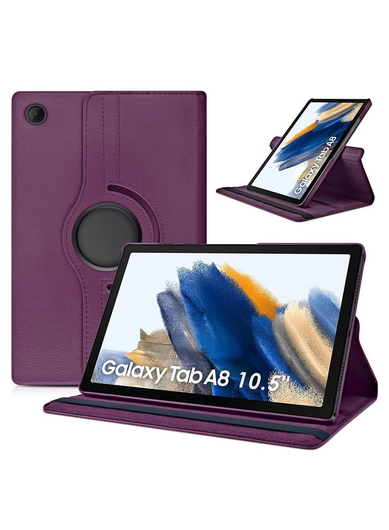 ELTRAZONE Case Compatible with Galaxy Tab A8 10.5" Case (SM-X200/X205/X207), Galaxy Tab A8 Case 10.5 inch,Auto Sleep/Wake 360° Rotating Stand Folio Leather Case for Tab A8 2022 (Purple) - Image 1