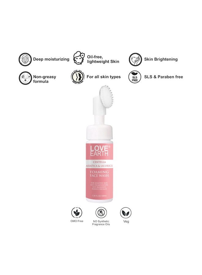 Love Earth Centella Asiatica & Licorice Foaming Face Wash For Sensitive Skin,Anti Pigmentation,Anti Blemishes,Reduce Freckles 100Ml - Image 4