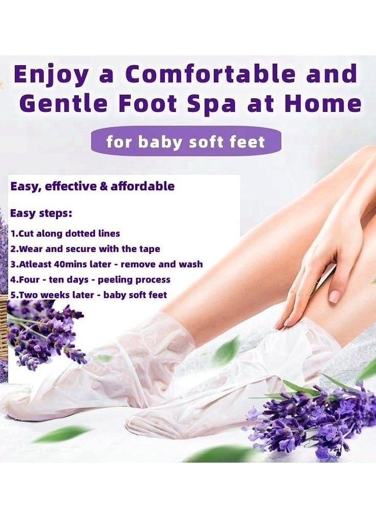 KASTWAVE Foot Peel Mask, Mask Callus Remover, Remove Dead Skin, Dry, Cracked Feet & Callus, Spa, Made with Lavender Extract Aloe Vera for Women and Men Peeling Exfoliatin (5 Pcs) - Image 3