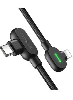 Type C to Phone 14 Pro Max/14 90 Degree Double Elbows LED Gaming 36W PD Fast Charge Cord Nylon Braided Sync Charge USB Data 6FT Cable Compatible New Phone List Below (Black, 6FT/1.8M)