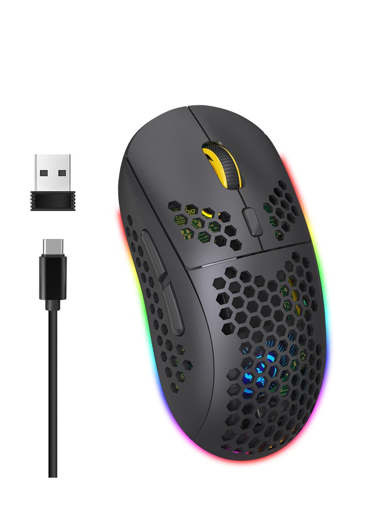 Flash Hawk - Wireless Bluetooth Gaming Mouse Rgb Lighting Mouse with 4 Adjustable DPI for Desktop Laptop Black - Image 1