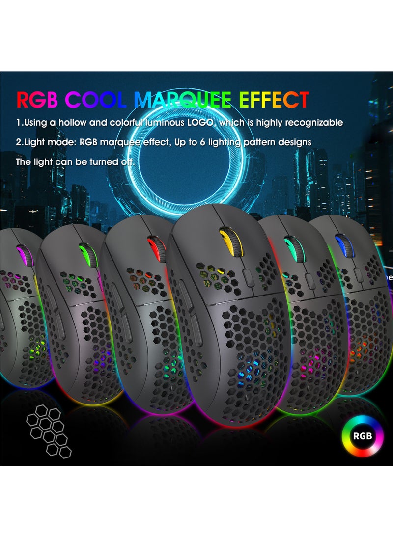 Flash Hawk - Wireless Bluetooth Gaming Mouse Rgb Lighting Mouse with 4 Adjustable DPI for Desktop Laptop Black - Image 1