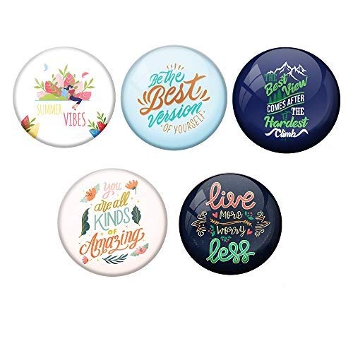 AVI Metal Fridge Magnet with Pack of 5 Happy Positive Quotes PQ 6 Design MC5R8001202 Multicolour - Image 1