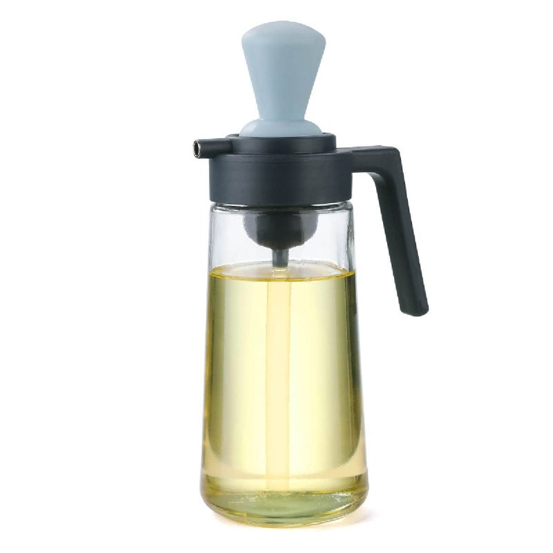 we3 550ML Glass Olive Oil Dispenser Bottle With Silicone Brush 2 In 1 Silicone Dropper Measuring Bottle for Kitchen Cooking Frying Baking BBQ Pancake Air Fryer Marinating Blue 1 Piece - Image 1