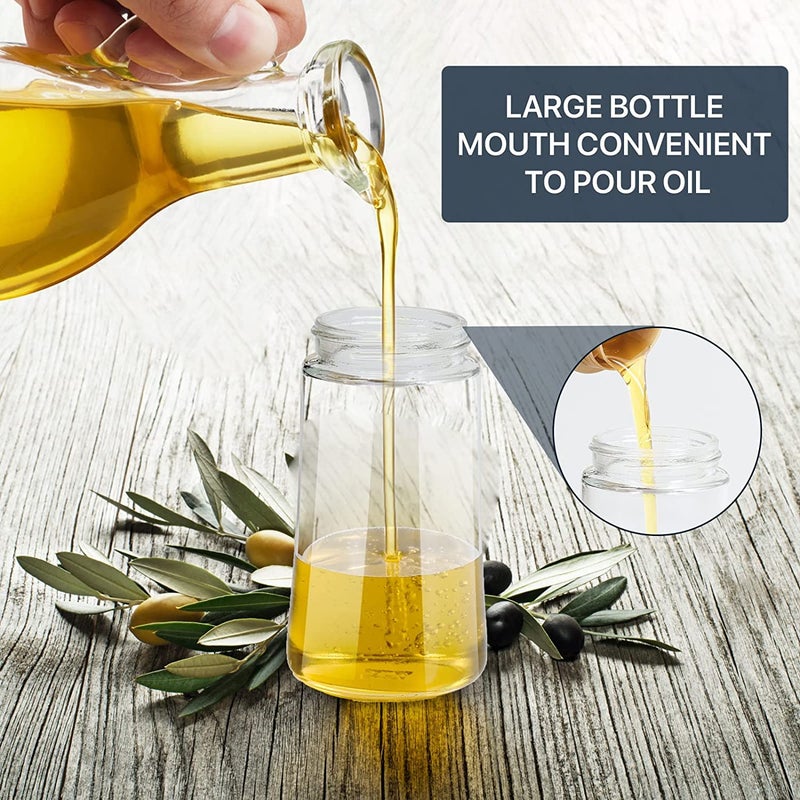 we3 550ML Glass Olive Oil Dispenser Bottle With Silicone Brush 2 In 1 Silicone Dropper Measuring Bottle for Kitchen Cooking Frying Baking BBQ Pancake Air Fryer Marinating Blue 1 Piece - Image 4