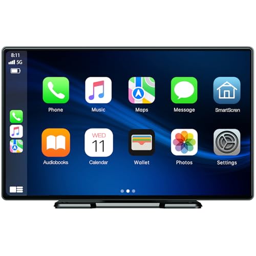 LAMTTO 9 Inch Wireless Car Stereo with Apple Carplay,Portable Touch Screen GPS Navigation for Car,Car Audio Receivers with Bluetooth,Android Auto,Airplay,AUX/FM,Screen for All Vehicles, Black - Image 1