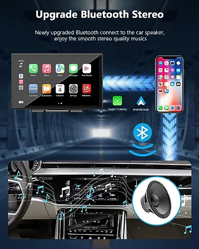 LAMTTO 9 Inch Wireless Car Stereo with Apple Carplay,Portable Touch Screen GPS Navigation for Car,Car Audio Receivers with Bluetooth,Android Auto,Airplay,AUX/FM,Screen for All Vehicles, Black - Image 3