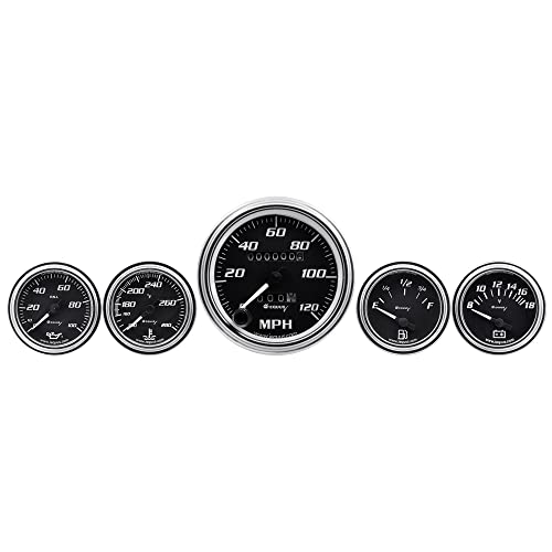 EQUUS 5-Piece Gauge Set Black Face/Chrome Bezel - Image 1