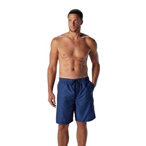 Speedo Mens Swim Trunk Knee Length Marina Sport Volley Dark Heather Blue - Image 1