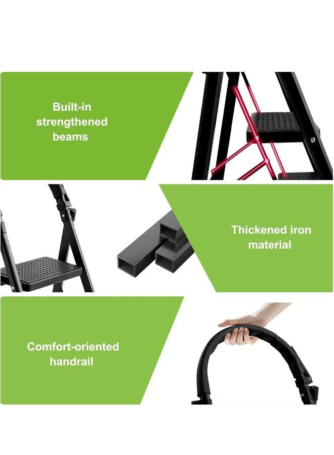 HOMESTAR Sturdy 6-Step Folding Ladder with Tool Holder, Anti-Slip Pedal, Portable Iron Step Stool for Kitchen, Household, Indoor & Outdoor Use  - Image 5