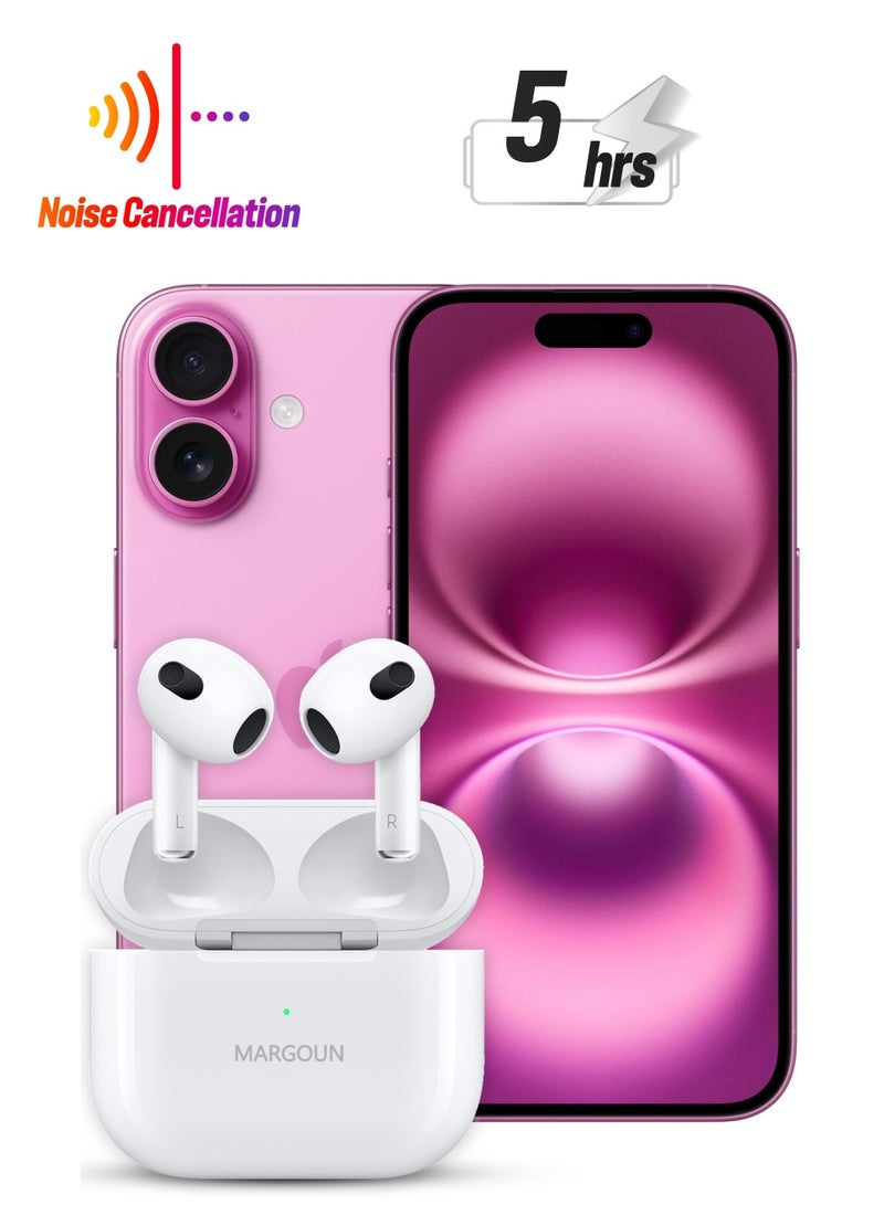 MARGOUN Next-Gen Wireless Bluetooth Earbuds for Ultimate Listening Experience for Apple iPhone 16 - White-2 - Image 1