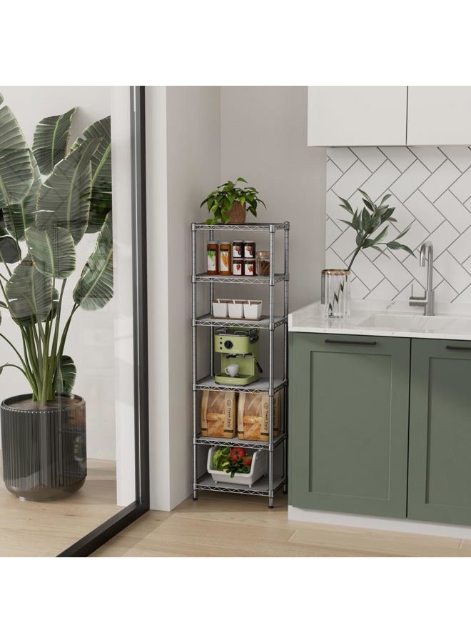 Golpart Small 5 tire Shelves Storage Wire Shelving Unit Metal Shelf Adjustable Organizers Storage Shelving for Bathroom Laundry Room Kitchen Pantry10”D x 16”W x 60.2”H Silver - Image 2