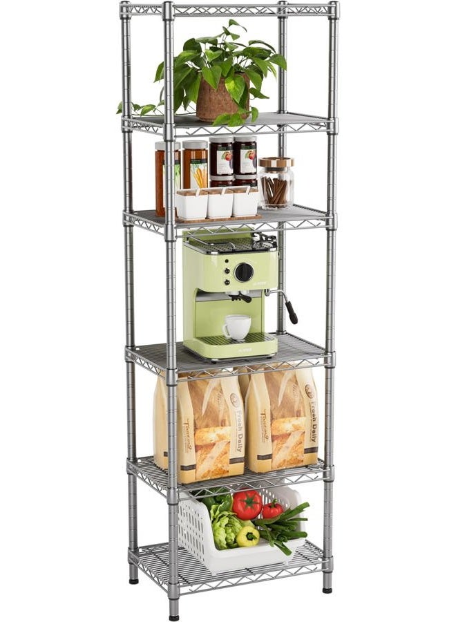 Golpart Small 5 tire Shelves Storage Wire Shelving Unit Metal Shelf Adjustable Organizers Storage Shelving for Bathroom Laundry Room Kitchen Pantry10”D x 16”W x 60.2”H Silver - Image 1