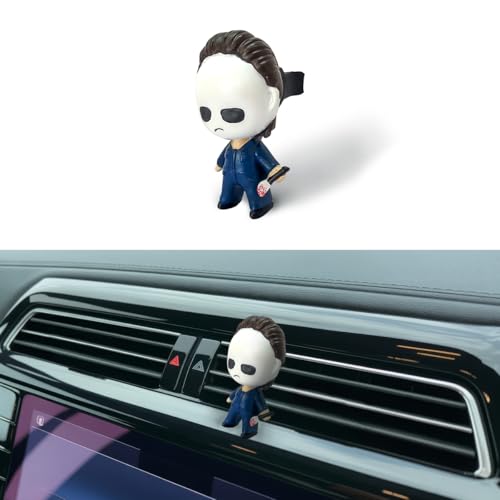 GENANY 3D Resin Horror Car Vent Clip Air Freshener Resin Automotive Freshener with White Mask Slasher Design Gothic Car Accessories for Men Women Summer Gift for Horror Movie Fans - Image 1