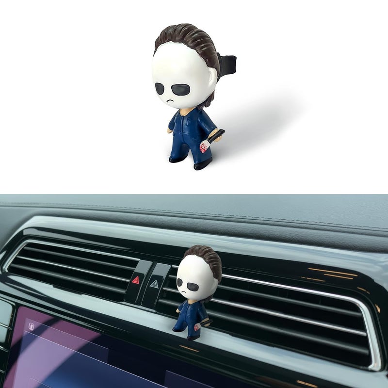 GENANY 3D Resin Horror Car Vent Clip Air Freshener Resin Automotive Freshener with White Mask Slasher Design Gothic Car Accessories for Men Women Summer Gift for Horror Movie Fans - Image 3