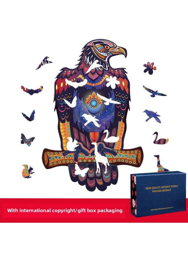 Bald Eagle Eagle Shaped Wooden Puzzle Irregular Three-dimensional Animal Puzzle Manufacturers Custom Wooden Toys-Color:Bald Eagle Medium - Image 1