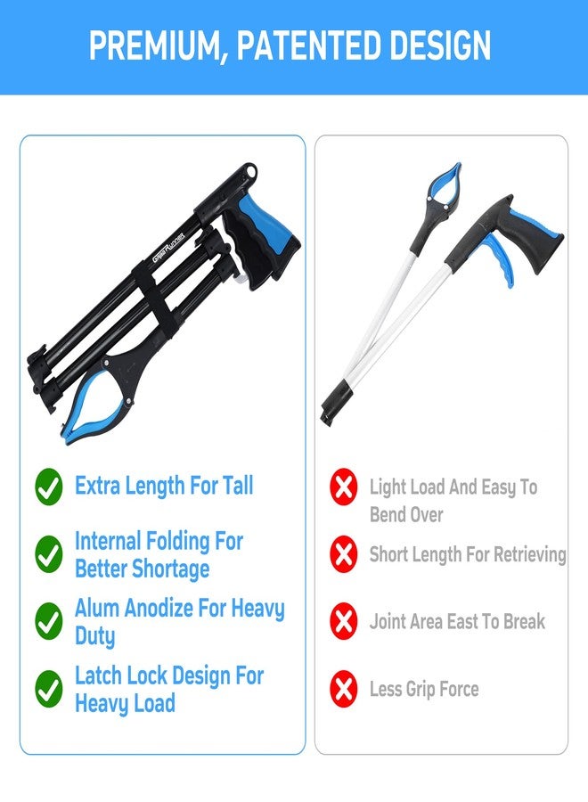 GrabRunner 38" Grabber Reacher Tool - 3 Pack Foldable Reacher Grabber Pickup Tools with 360° Rotating Jaw & Magnet - Heavy Duty Pick Up Stick Grabbers for Seniors, Trash, Surgery Recovery Must Haves Gifts - Image 5