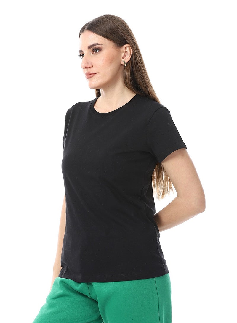 Andora Basic Round Neck T-Shirt_Black - Image 2
