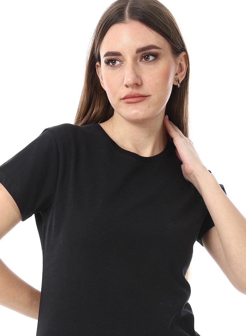 Andora Basic Round Neck T-Shirt_Black - Image 4