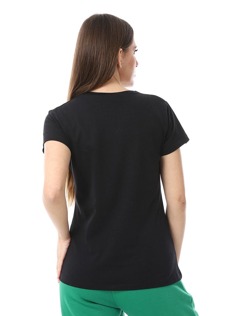 Andora Basic Round Neck T-Shirt_Black - Image 3
