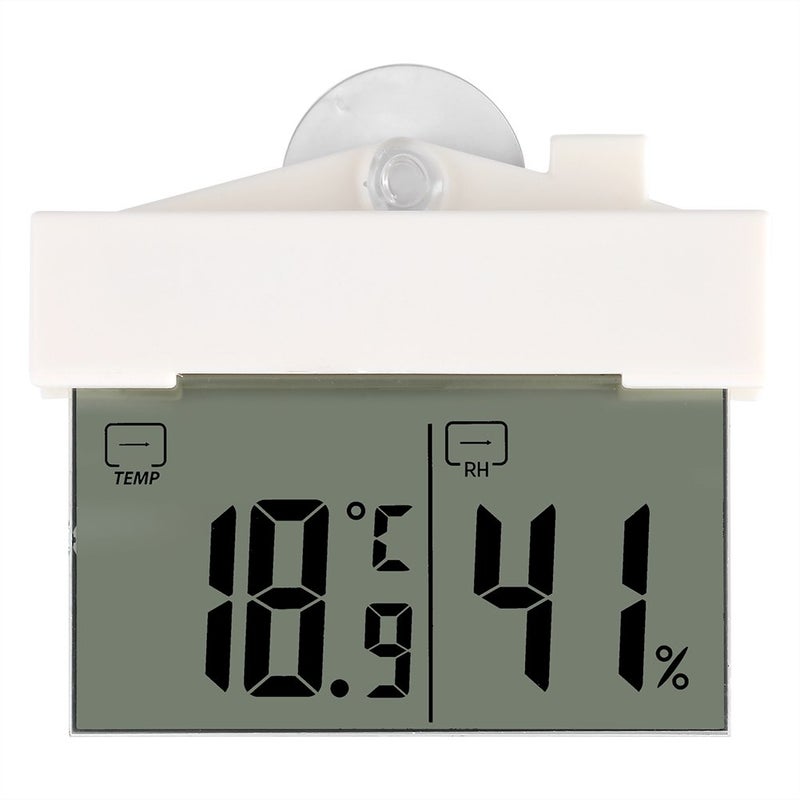 Thermometer LCD Digital Hydrometer Indoor Outdoor Weather Station Suction Window - Image 1
