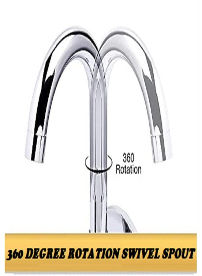 Jagger Turbo Kitchen Sink Cocke Taps - Wall Mounted, 360 Degree Rotating Spout, Quarter Turn & Foam Flow (with Wall Flange & Teflon Tape) - Image 2