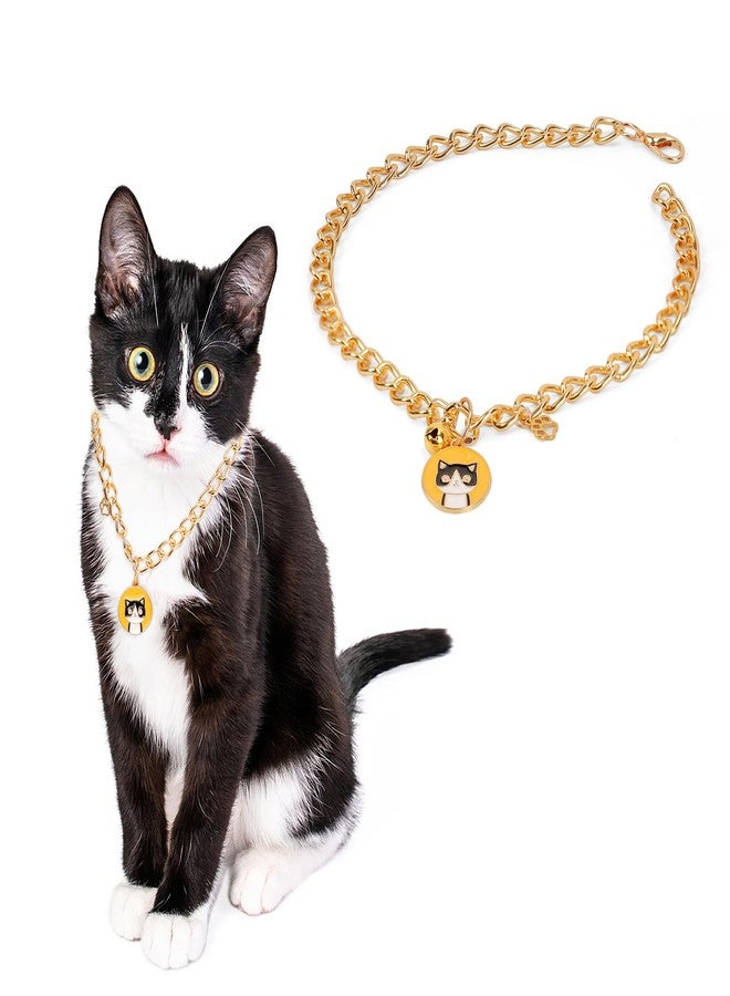HOWWFALY Dog Collar and Cat Chain Necklace Stainless Steel Adjustable 18K Gold Heart-Shaped Necklace for Small Pets Cats Kitten Puppy (Gold, 13.7 inch) - Image 2