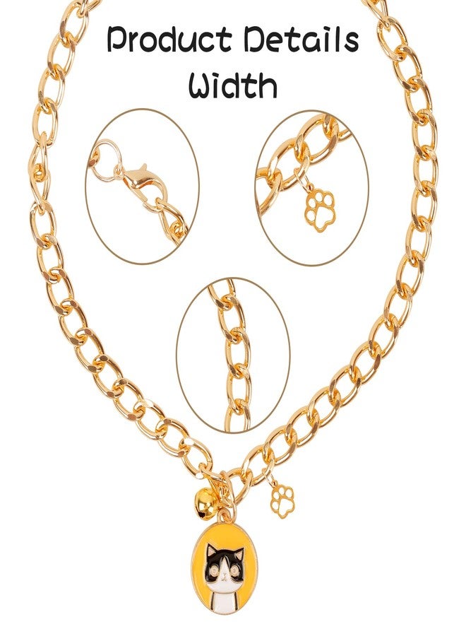 HOWWFALY Dog Collar and Cat Chain Necklace Stainless Steel Adjustable 18K Gold Heart-Shaped Necklace for Small Pets Cats Kitten Puppy (Gold, 13.7 inch) - Image 4