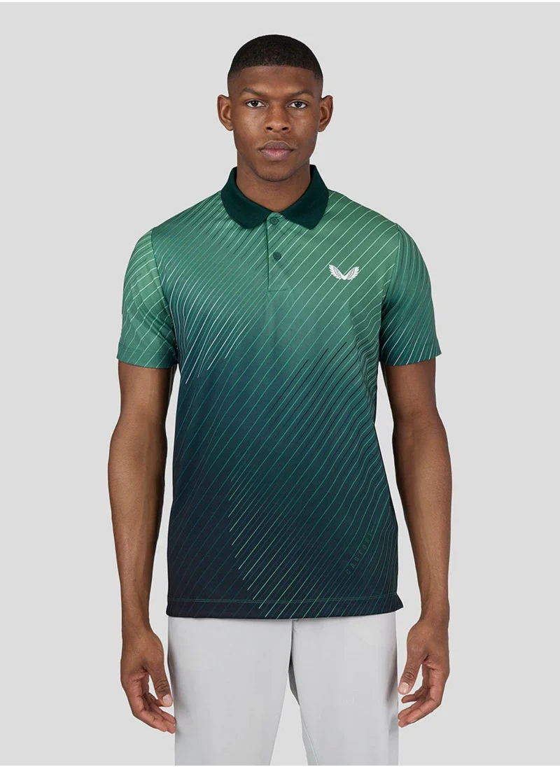 كاستور Golf Geo Print Polo - Hunter Green