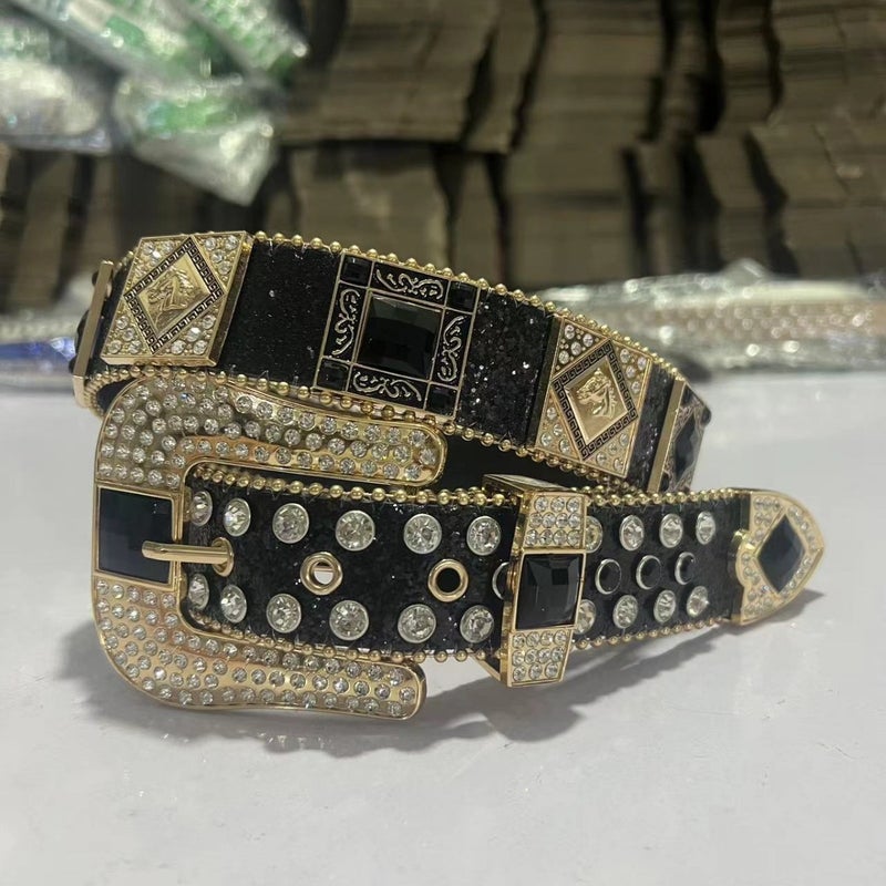 Style Punk Belt Inlaid With Rhinestone Sequins Girl Style Rock Fashion Belt Men'S And Women'S Belt - Image 1